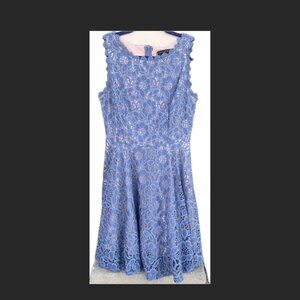 Light Blue Lined Floral Lace Dress Size 9 NWOT- NEVER WORN